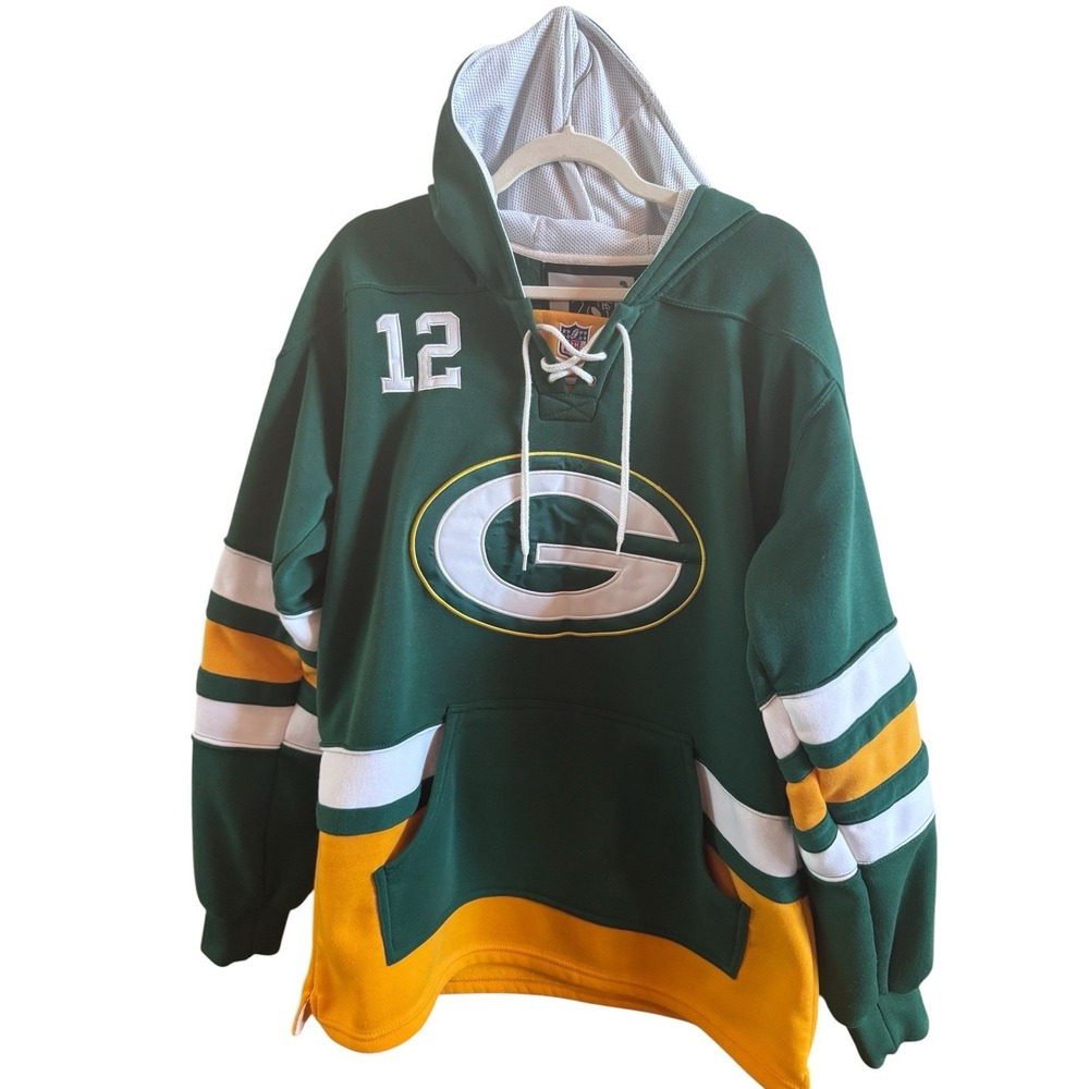 NFL Players L Green Bay Packers #12 Rodgers Long Sleeve Hooded Sweatshirt *Flaw
